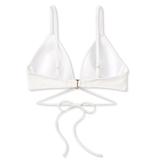 Lightly Lined Triangle Strappy Tie Ribbed Bikini Top+JM Pearl sun spray - Picture 3 of 15